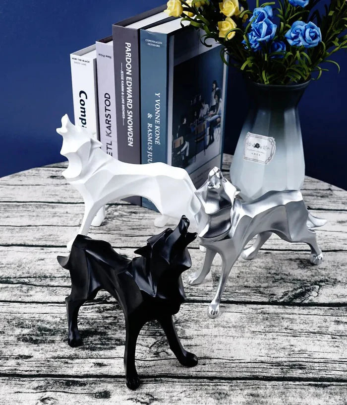 Escultura Decorativa Lobo Uivando - Neohousi