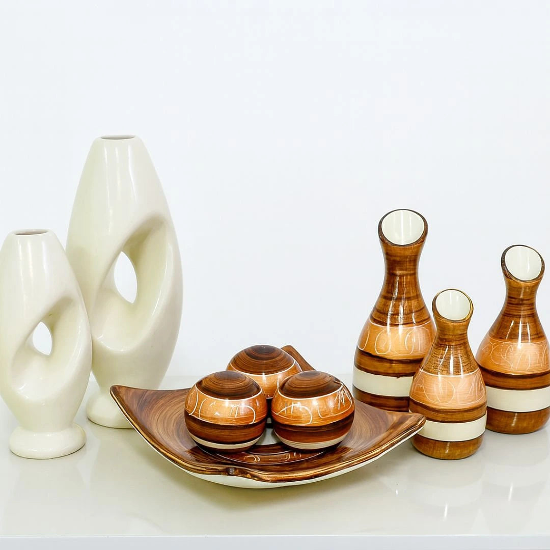 Jogo de Cerâmica Completo 9 Peças Decorativo - Neohousi