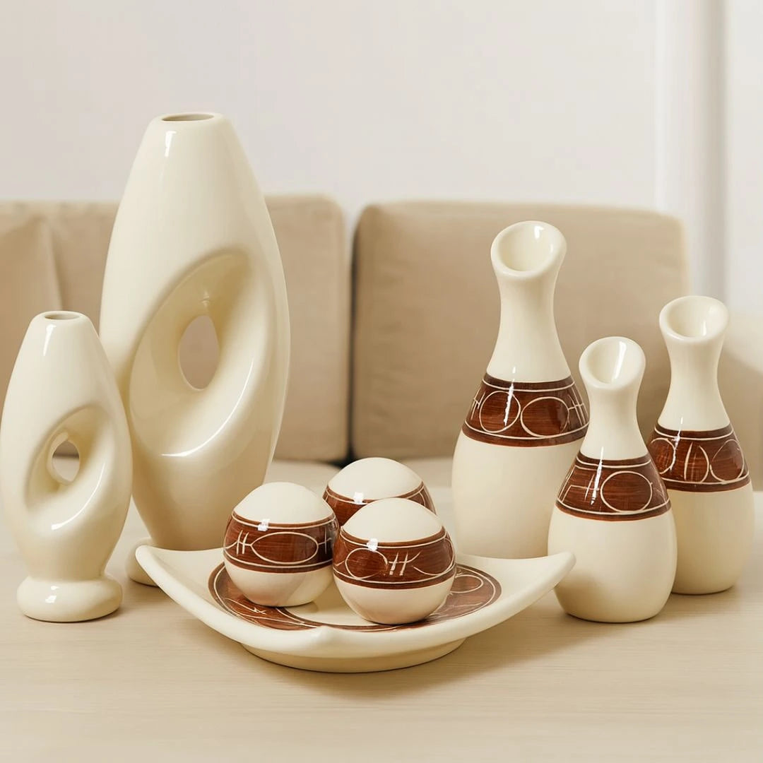 Jogo de Cerâmica Completo 9 Peças Decorativo - Neohousi