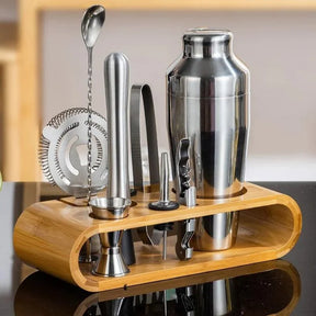 Kit Bartender 10 Peças de Aço Inox com Suporte de Bambu Neohousi - Neohousi