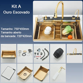 Kit Cuba Gourmet AquaTech Smart Pro Aço Inox com Torneira Flexível - Neohousi