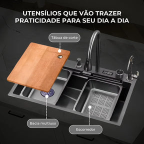 Kit Cuba Gourmet AquaTech Smart Pro Aço Inox com Torneira Flexível - Neohousi