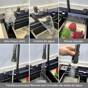 Kit Cuba Gourmet AquaTech Smart Pro Aço Inox com Torneira Flexível - Neohousi