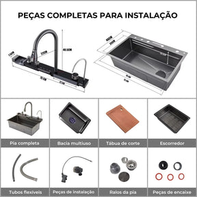 Kit Cuba Gourmet AquaTech Smart Pro Aço Inox com Torneira Flexível - Neohousi