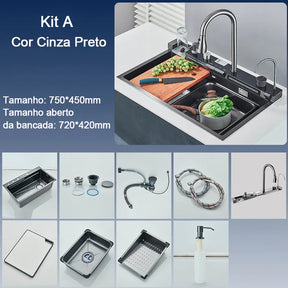 Kit Cuba Gourmet AquaTech Smart Pro Aço Inox com Torneira Flexível - Neohousi
