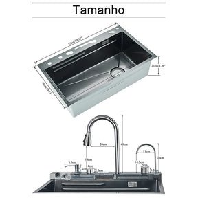 Kit Cuba Gourmet AquaTech Smart Pro Aço Inox com Torneira Flexível - Neohousi