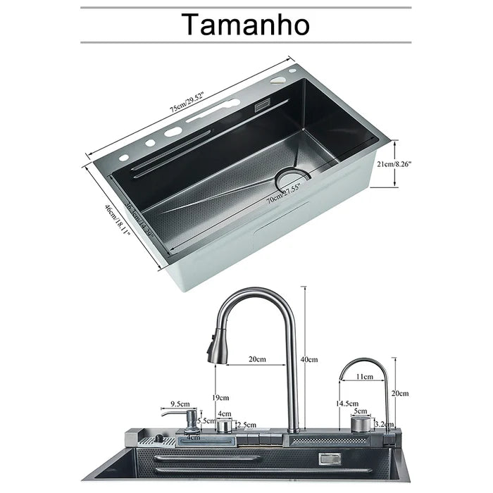 Kit Cuba Gourmet AquaTech Smart Pro Aço Inox com Torneira Flexível - Neohousi