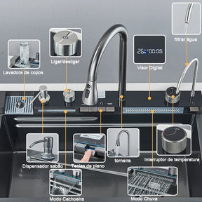 Kit Cuba Gourmet AquaTech Smart Pro Aço Inox com Torneira Flexível - Neohousi