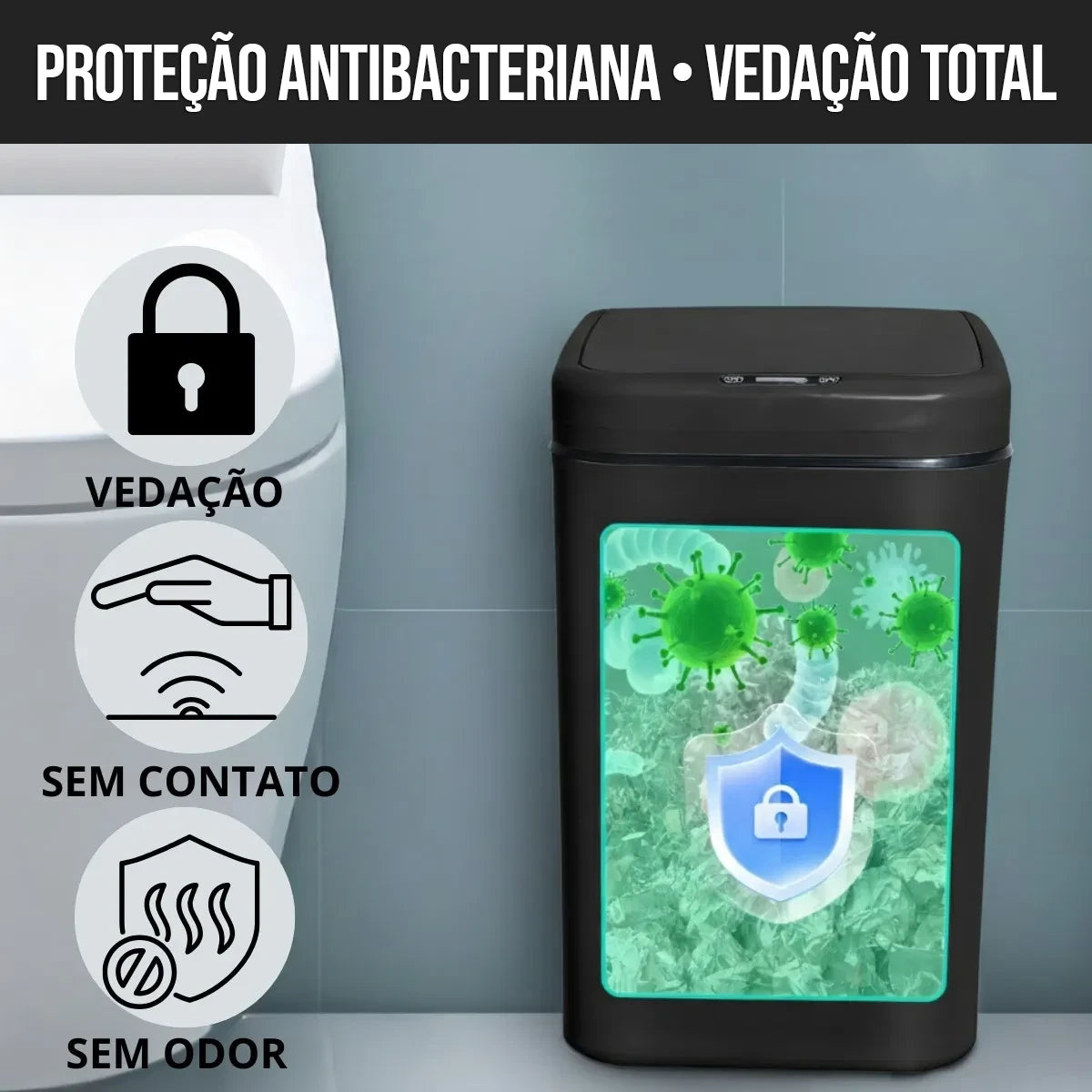 Lixeira Inteligente SmartBin com Sensor de Movimento Recarregável USB - Neohousi