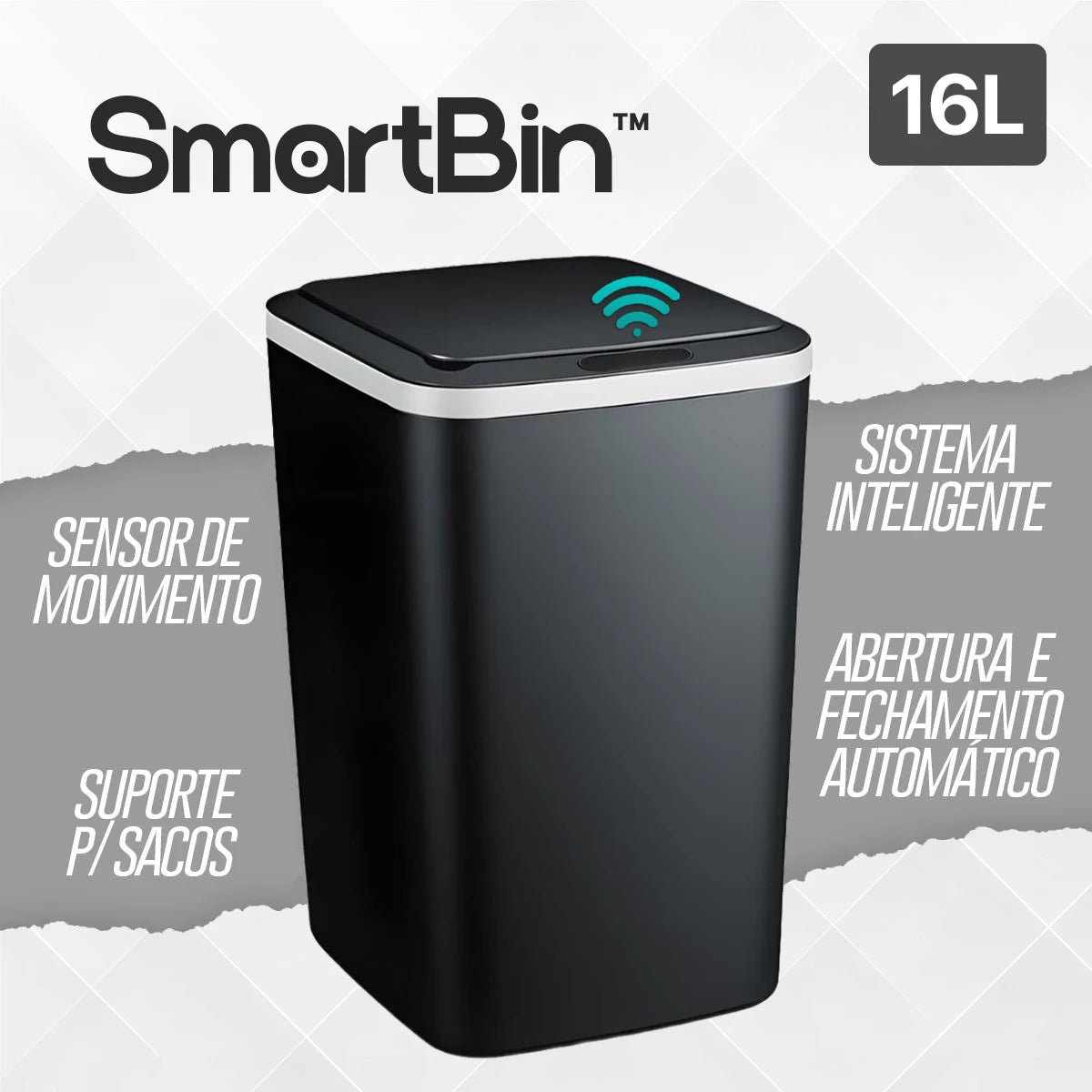 Lixeira Inteligente SmartBin™ com Sensor de Movimento Recarregável USB
