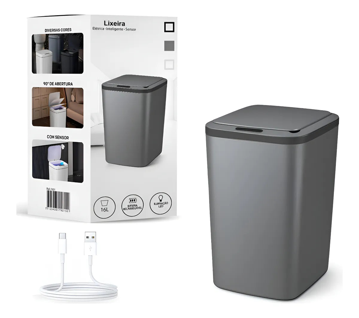 Lixeira Inteligente SmartBin com Sensor de Movimento Recarregável USB - Neohousi