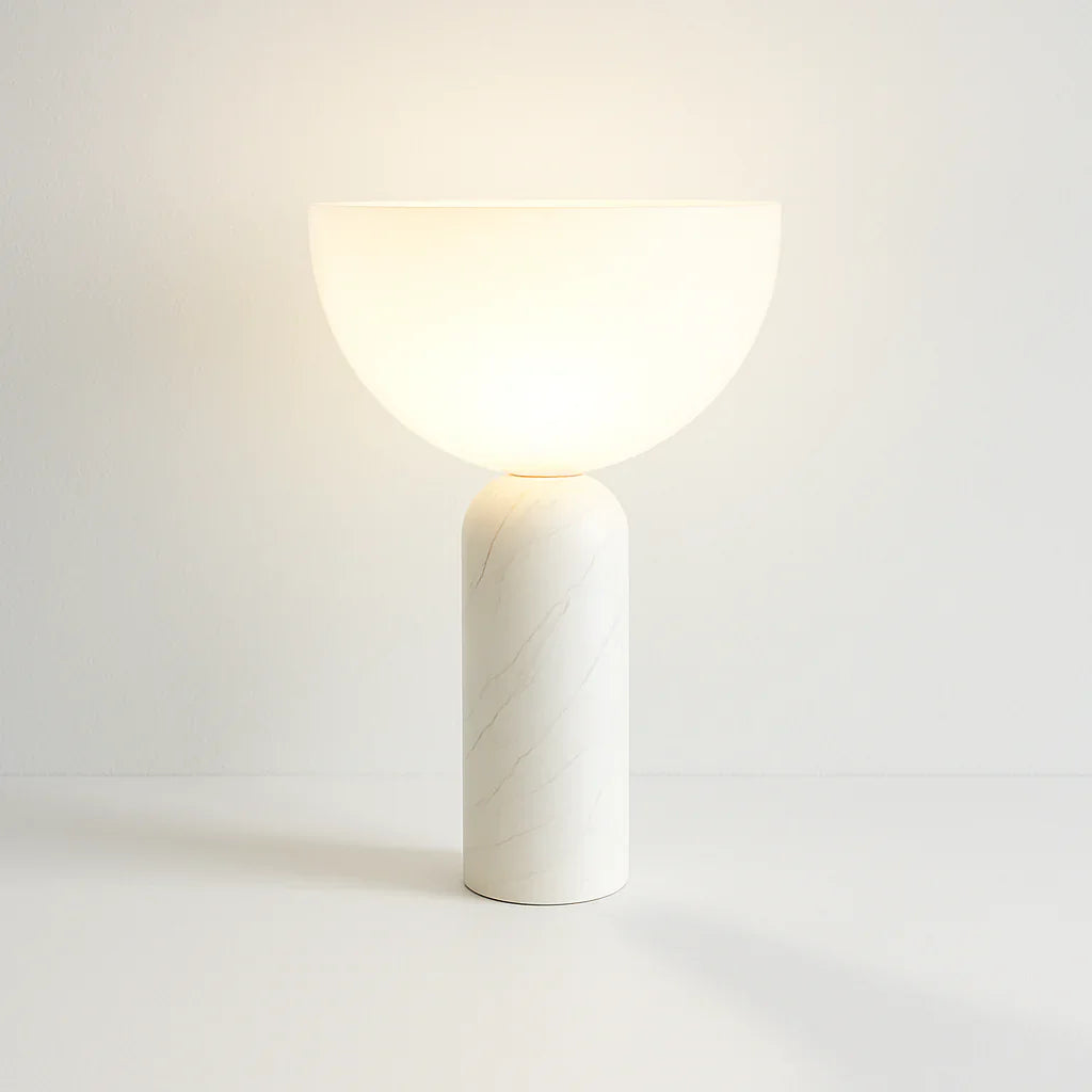 Luminária de Mesa Abajur Moderna Minimalista Mármore Vidro Velora