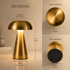 Luminária de mesa cogumelo Aureli em ambiente decorado