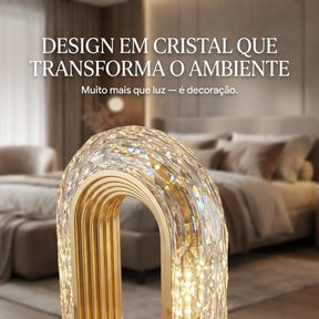 Luminária de Mesa LED Moderna Radiance Crystal Dourada Decorativa