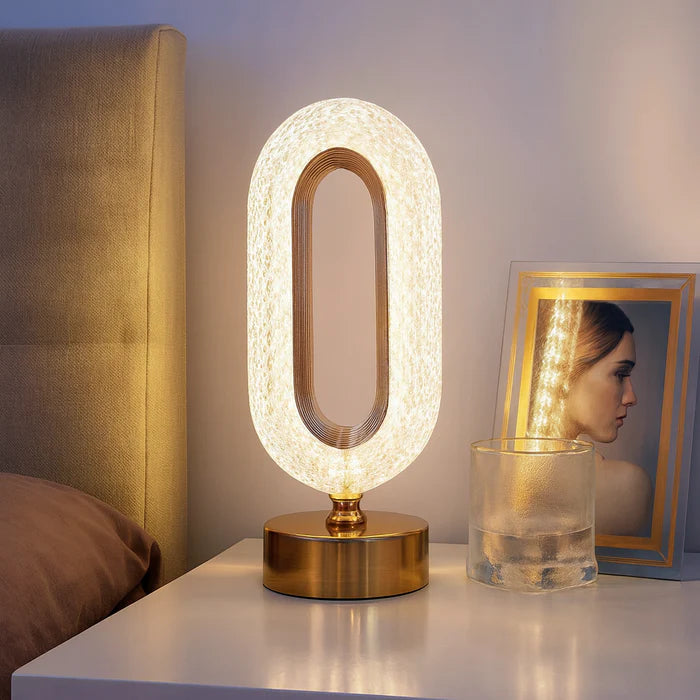 Luminária de Mesa LED Moderna Radiance Crystal Dourada Decorativa