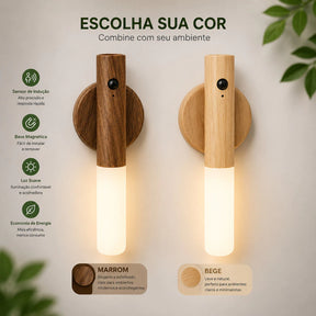 Luminária de Parede Led Inteligente com Sensor e Base Magnética – Madeira