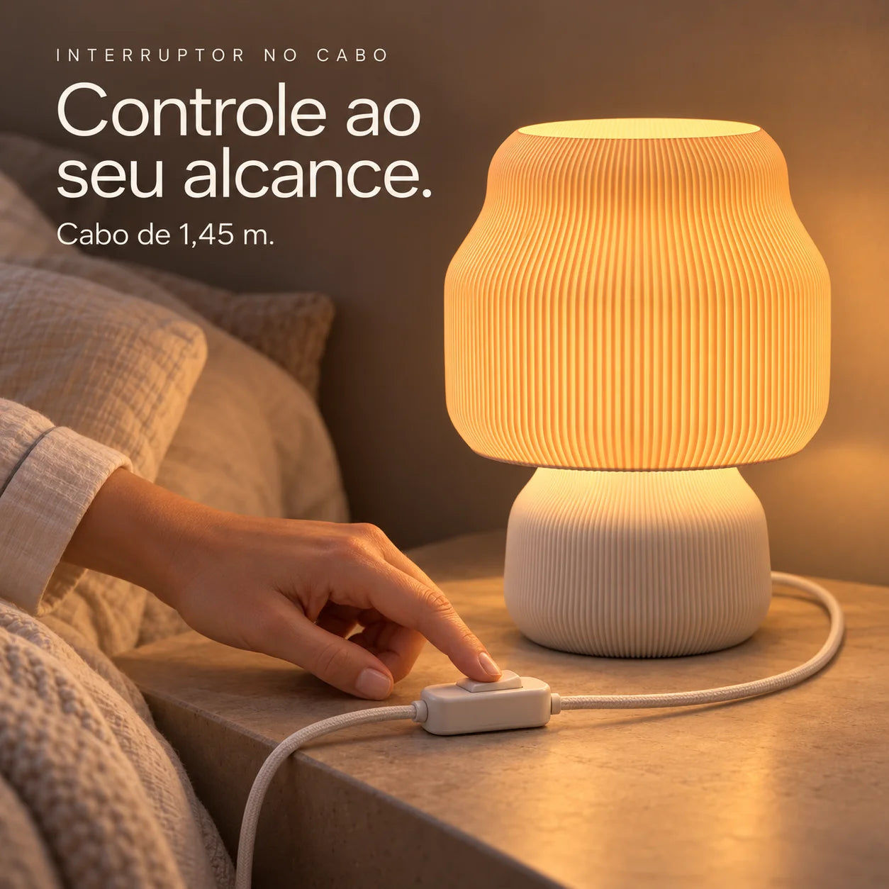 Interruptor no cabo do abajur Numa sendo acionado