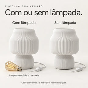 Versões do abajur Numa, com lâmpada retrô e sem lâmpada