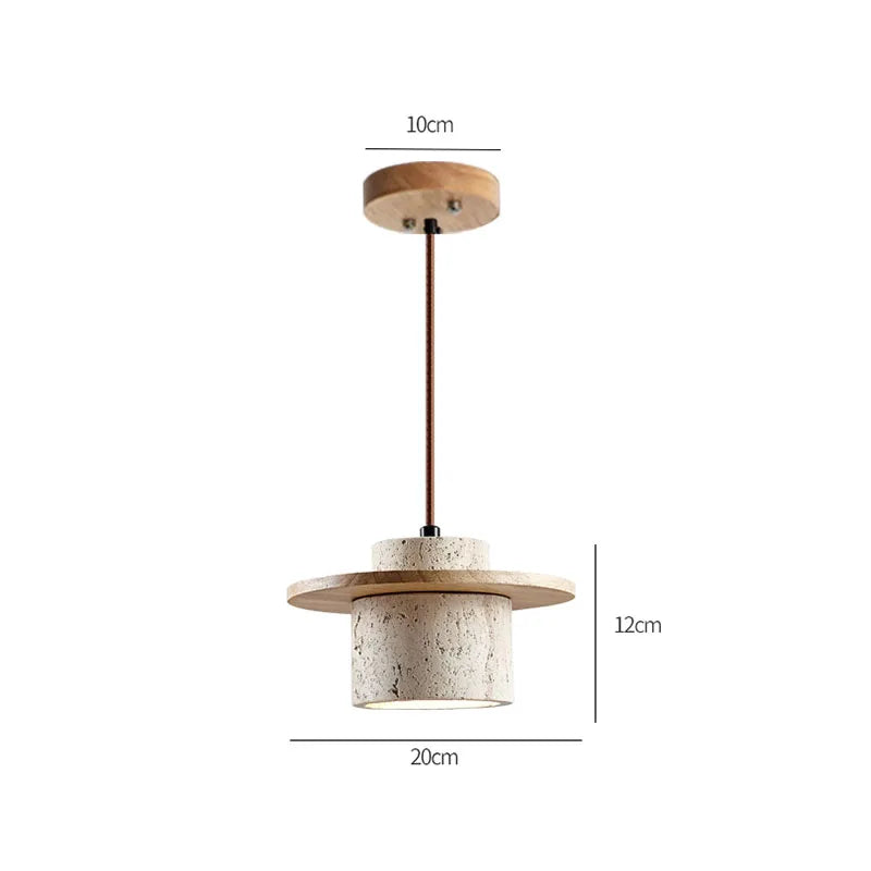 Medidas da Luminária Pendente Hano com disco de madeira clara: diâmetro do disco, altura da peça e base de fixação