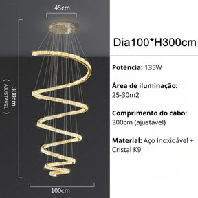 Lustre Pendente Espiral de Cristal Dubai - Neohousi