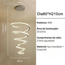 Lustre Pendente Espiral de Cristal Dubai - Neohousi