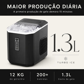 Máquina de Gelo Portátil Turbo Ice para Casa, Bar e Área Gourmet