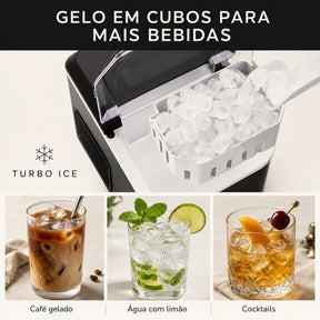 Máquina de Gelo Portátil Turbo Ice para Casa, Bar e Área Gourmet