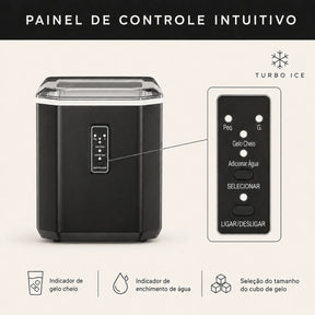 Máquina de Gelo Portátil Turbo Ice para Casa, Bar e Área Gourmet