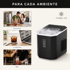 Máquina de Gelo Portátil Turbo Ice para Casa, Bar e Área Gourmet