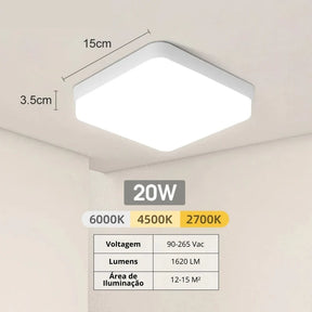 Plafon Quadrado Slim Led - Neohousi