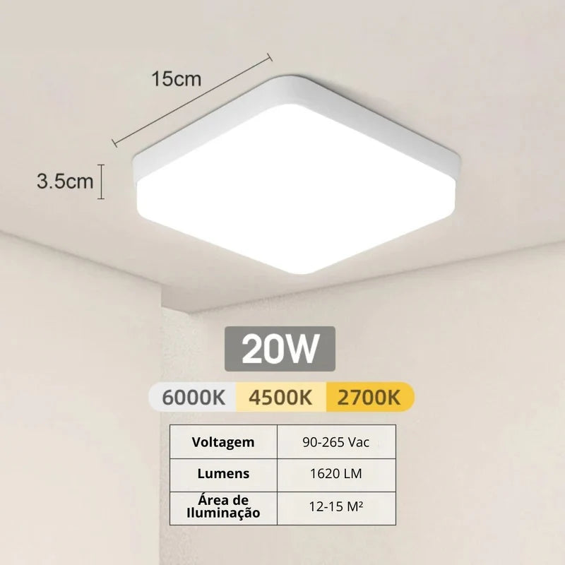 Plafon Quadrado Slim Led - Neohousi