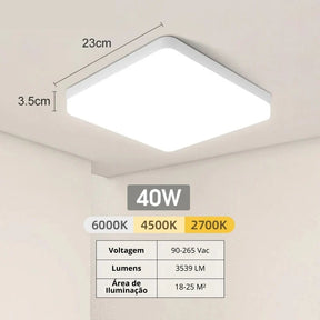 Plafon Quadrado Slim Led - Neohousi