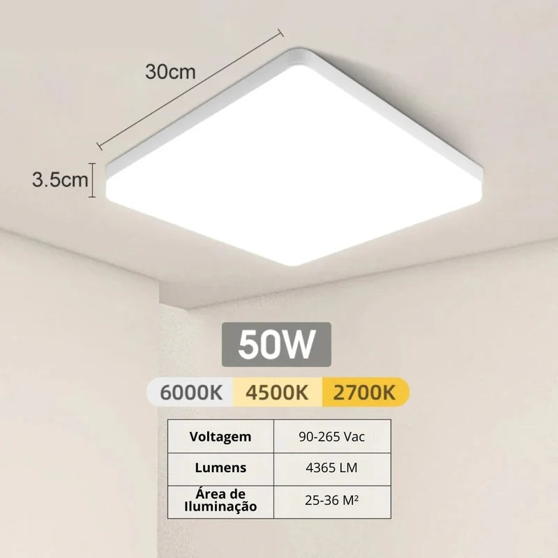 Plafon Quadrado Slim Led - Neohousi