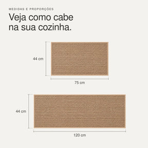 Medidas da passadeira Sava: 44 por 75 cm e 44 por 120 cm