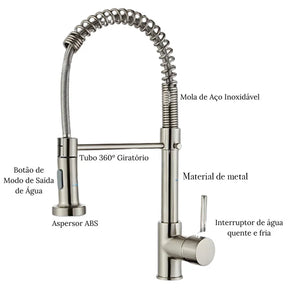 Torneira Gourmet Cozinha Vienna Com Extensor Quente e Frio - Neohousi