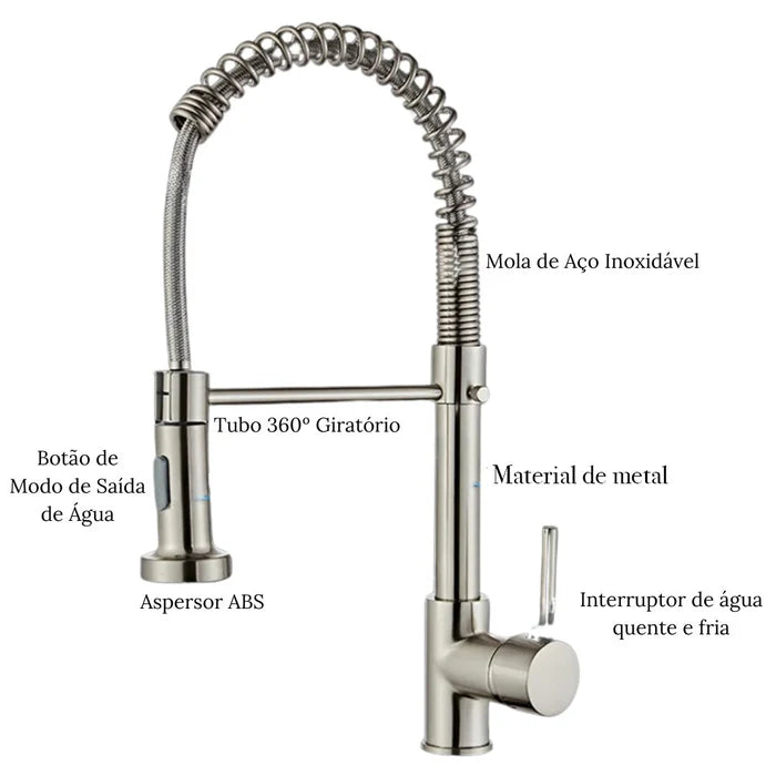 Torneira Gourmet Cozinha Vienna Com Extensor Quente e Frio - Neohousi