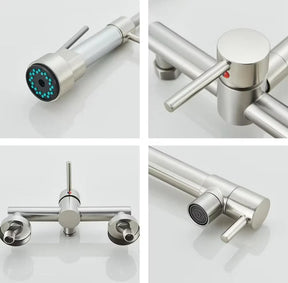 Torneira Gourmet Cozinha Monaco de Parede com Misturador e Jato Extensível - Neohousi