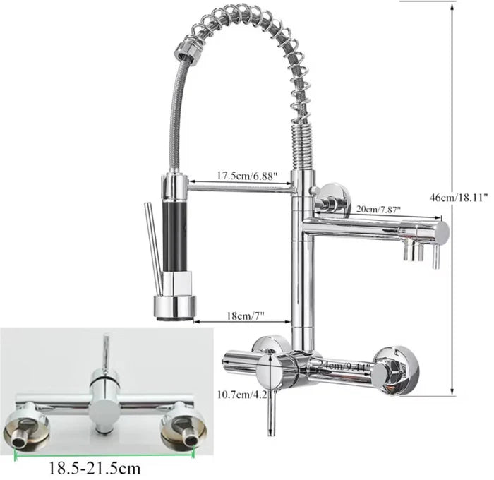Torneira Gourmet Cozinha Monaco de Parede com Misturador e Jato Extensível - Neohousi