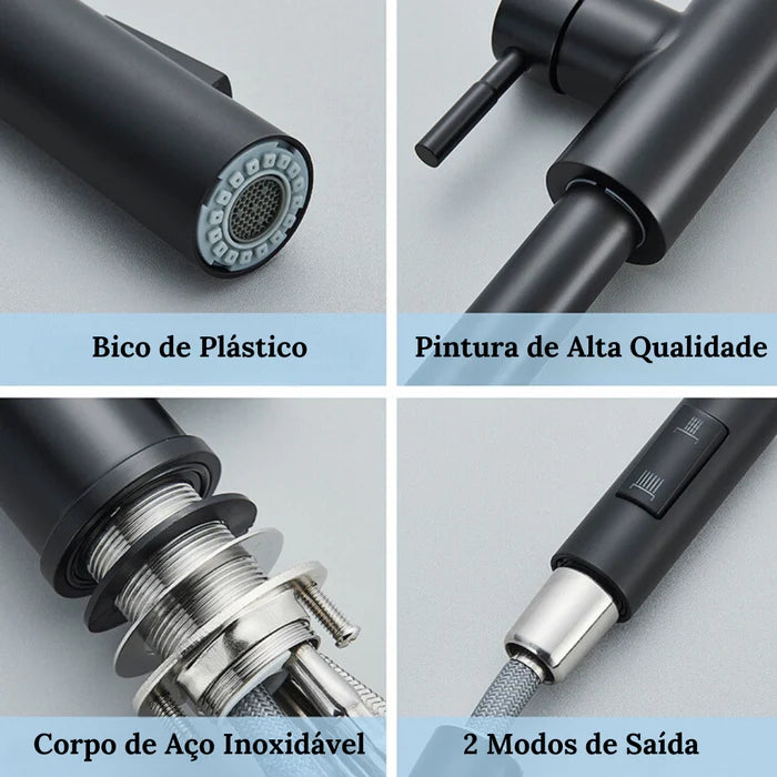 Torneira Gourmet Cozinha Verona Retrátil Monocomando - Neohousi