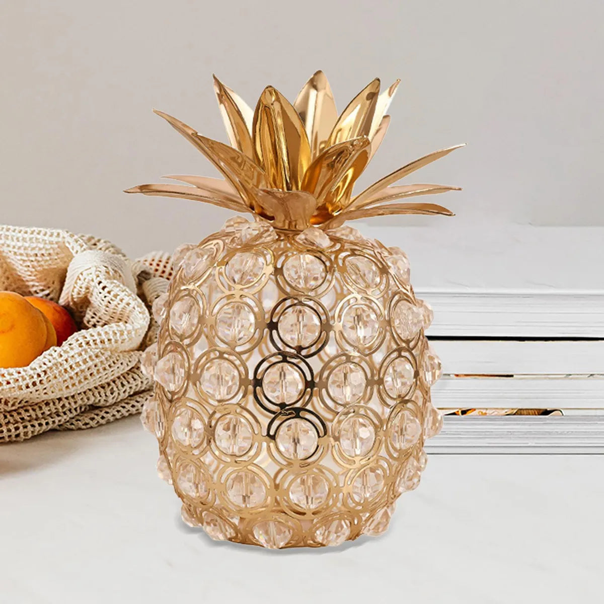 Trio Frutas Luxo Dourado com Cristais - Neohousi